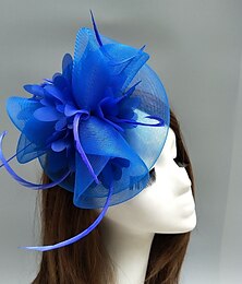 ieftine -pălărie cu pene / plasă fascinatoare Kentucky Derby pălărie / copac cu pene / floral / floare 1 buc nuntă / ocazie specială / casă pentru curse de cai