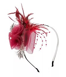 billige -fascinators kentucky derby hat fjer / net pandebånd / blomster med fjer / blonde side 1 stk efterårs bryllup / hestevæddeløb hovedbeklædning