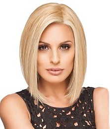 economico -bionda bob parrucca sintetica parrucca diritta bob parte laterale parrucca di media lunghezza bionda capelli sintetici 12 pollici delle donne africano americano parrucca bionda