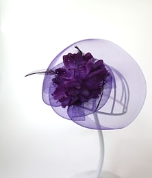 Недорогие -Fascinators Kentucky Derby Hat Feathers / Net / Fabrics Flowers / Headwear / Headpiece with Cap / Floral 1PC Wedding / Ladies Day Headpiece