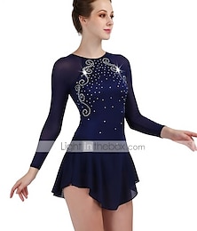 abordables -Robe de Patinage Artistique Femme Fille Patinage Robes Tenue Violet claire Bleu Marine Rouge Dos ouvert Maille Spandex Haute élasticité Compétition Tenue de Patinage Séchage rapide Fait à la main