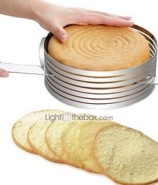 cheap -Layer Cake Cutter Slicer Mousse Mould 8 inch Stainless Steel Round Bread Cake Adjustable Slicer Cutter Mold DIY Baking Cake Tools Kit Set