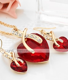 cheap -1 set Jewelry Set Drop Earrings For Women's Synthetic Diamond Party Wedding Gift Crystal Solitaire Heart Love White Red Blue Green / Pendant Necklace / Casual / Daily / Valentine