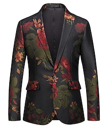 billige -aktiv streetwear-partyblazer for menn regular regular fit floral black 2024