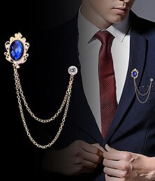 abordables -Homme Zircon Broche Tendance Lien / Chaîne Créatif Mode Gros Fantaisie Britanique Broche Bijoux Bleu roi Noir Pour Soirée du quotidien