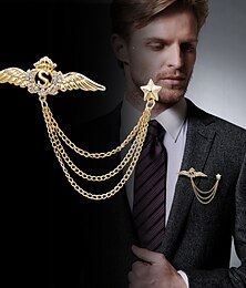 abordables -hommes zircone cubique broches stylé lien / chaîne ailes créatives original mode britannique broche bijoux argent doré pour soirée quotidien automne mariage