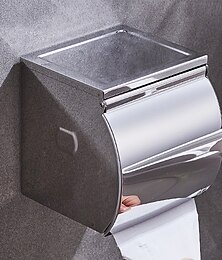 abordables -soporte de papel higiénico nuevo diseño estante de almacenamiento de teléfono móvil de acero inoxidable montado en la pared plateado 1pc