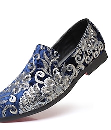 preiswerte -Men's Loafers & Slip-Ons Formal Shoes Comfort Shoes Sequin Classic British Party & Evening Office & Career Satin Black Red Blue Floral Spring Summer
