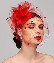 economico -Fascinators piuma/rete kentucky derby cappello/copricapo con piuma/floreale/fiore 1 pezzo matrimonio/occasione speciale/copricapo corsa di cavalli