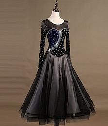 economico -Balli da sala Abito Cristalli / Strass Per donna Addestramento Manica lunga Alto Nylon Organza Tulle