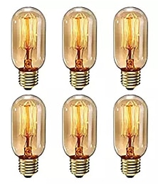 billige -6 stk dimmable t45 40w e27 varm hvit farge dekorative retro glødende vintage edison pærer ac220-240v