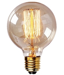 levne -1pc vintage edison žárovky se spirálovým vláknem 40w stmívatelný e27 g95 kulatý koule velký starožitný světle zlatý povrch průmyslový design jantar