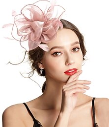 cheap -Fascinators Headpiece Tulle Tea Party Horse Race Ladies Day Elegant Retro With Feather Flower Headpiece Headwear
