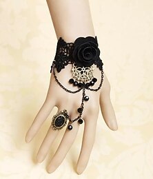 cheap -Vintage Bracelet Ring Lace Bracelet / Slave Bracelet Resizable Ring Lolita Jewelry Lolita Accessories Gothic Lolita Princess Floral Lace Alloy For NANA Cosplay Women's Girls' Costume Jewelry