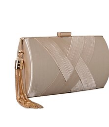 cheap -Women's Clutch Bags Silk Satin Party / Evening Bridal Shower Wedding Party Tassel Solid Color Silver Black Almond