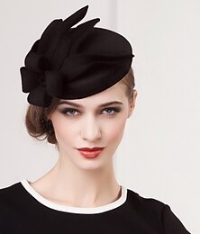 abordables -Elegantes sombreros de lana fascinadores sombrero Kentucky Derby clásico color sólido boda/fiesta de té/tocado del día de las mujeres para mujer otoño&amp; invierno