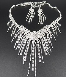 preiswerte -Schmuckset Anhänger Halskette For Damen Zirkonia versilbert Diamantimitate Quaste Lang
