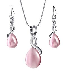 cheap -1 set Jewelry Set Drop Earrings For Women's Crystal Party Gift Daily Opal Silver-Plated Alloy Briolette Infinity Pear / Pendant Necklace