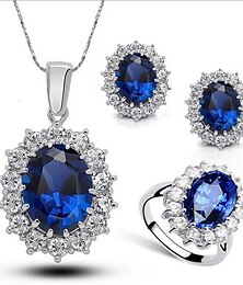 cheap -1 set Stud Earrings Pendant Necklace For Women's Party Holiday Rhinestone Glass Alloy Classic / Band Ring