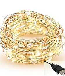 olcso -led zsinór lámpák 5m 50 leds tündér réz drót lámpák kerti teraszra vízálló usb meleg fehér fehér piros vágható party dekoratív 5v ip65