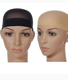 abordables -bonnets de perruque pour femmes mélange de poly / coton bonnets de perruque haute transparence simple noir naturel # 1b blond fraise / blond clair 2/24 pcs