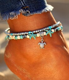 economico -Per donna Turchese braccialetto alla caviglia Multistrato Tartaruga Stella marina Stile Boho Cavigliera Gioielli Fiore di loto / Tartaruga / Con elefante Per Feste Giornaliero
