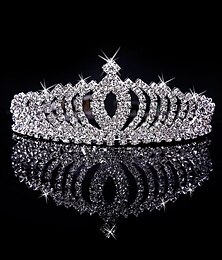 cheap -Women's Girls' Tiaras For Casual Prom Party & Evening Birthday Homecoming Royalty Crystal / Rhinestone Silver Plated Alloy Silver