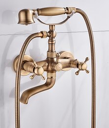 cheap -Bathtub Faucet,Wall Mounted Brass Rainfall Shower Mixer Taps Contain with Handshower and Cold/Hot Water