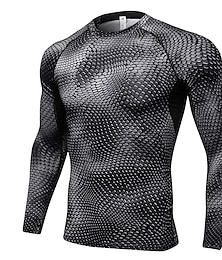 voordelige -Voor heren Compressieshirt Hardloopshirt Lange mouw T-shirt Sportief Spandex Sneldrogend Ademend Lichtgewicht Rekbaar Fitness Sportschooltraining Hardlopen Sportkleding Sportkleding Slangenhuid Wit