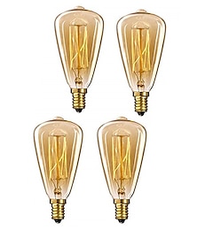 abordables -4 Uds 40w edison vintage bombilla incandescente regulable e14 st48 candelabro jaula filamento ámbar blanco cálido para accesorio de iluminación 220-240v