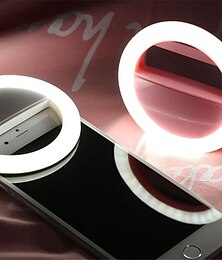 abordables -2 uds selfie anillo luz clip portátil para teléfono inteligente fotografía cámara video 3 modos regulable aaa pilas