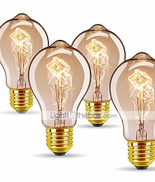 billiga -4st 40w e26/e27 a60 (a19) vintage edison glödlampa, dimbar, varmvit 2300k, retro dekorativ 220-240v