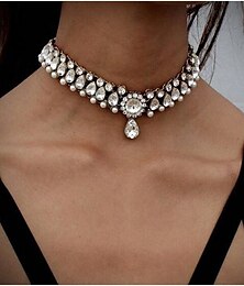 economico -Girocolli Collane con ciondolo For Per donna Cristallo Zirconi Matrimonio Giornaliero Mascherata Pietre sintetiche Perla Cristallo goccia Argento / tatuaggio Girocollo / Diamanti d'imitazione