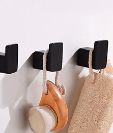 economico -Appendiabiti da parete per accappatoio da 3 pezzi Appendiabiti da bagno vintage in acciaio inossidabile nero Appendiabiti singolo decorativo Borsa chiave Cappello Appendiabiti