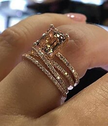 preiswerte -3-teiliger Ring für Damen mit Zirkonia, weiße Hochzeitslegierung, klassisches Kleid, um zu beeindrucken 2025