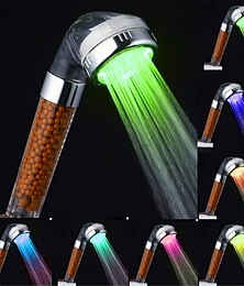 economico -Doccetta a led cambia colore a 3 colori sensibile alla temperatura / doccetta a led cambia colore alimentata ad acqua in abs di alta qualità