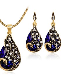abordables -Boucle d'Oreille Créoles 1 jeu Alliage 1 Collier Boucles d'Oreilles Femme Délicatesse Adorable Le style rétro Ovale Parure de Bijoux Pour Soirée du quotidien