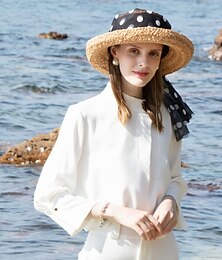 abordables -Sombreros Fibra Natural Sombrero de copa Casual cóctel Astcot real Retro Romántico Clásico Con Cintas Celada Sombreros