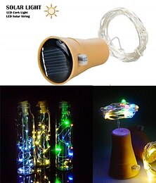 economico -luce solare esterna della stringa ha condotto la luce solare del giardino 2m 20led bottiglia di vino ad energia solare a forma di sughero stringa di filo di rame principale luce esterna festival