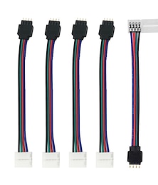 baratos -Zdm 5 pcs led 5050 conector de luz de tira de rgb 4 pino condutor de 10 mm de largura tira para controlador jumper solderless braçadeira