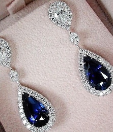 voordelige -Dames Zirkonia Oorbel Vintagestijl Laten vallen Luxe Hangende stijl Gesimuleerde diamant oorbellen Sieraden Donkerblauw Voor Feest Bruiloft Verloving 1 paar