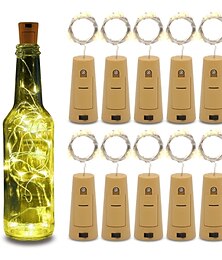 abordables -Guirlande lumineuse élégante pour réception de mariage, 10 pièces, 15 LED, 0,75 m, fil de cuivre, bouchon de bouteille, pour bouteille artisanale en verre, fée, décoration de mariage, fête de la