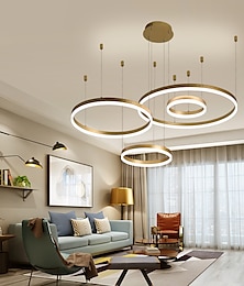 billige -4-lys led 110w ring cirkel lysekrone led moderne pendellamper guld kaffe til stue bar værelse kontor 4 lag dæmpbar med fjernbetjening kun dæmpbar med fjernbetjening