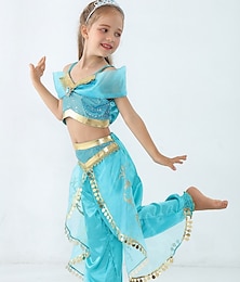 cheap -Princess Jasmine Costume Girls' Fairytale Theme Performance Cosplay Costumes Theme Party Sequins Polyester / Top / Pants World Book Day Costumes
