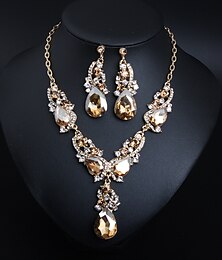 preiswerte -Brautschmuck-Sets 1 Set Kristall Strass Aleación 1 Halskette Ohrringe Damen Erklärung Elegant Vintage Niedlich lieblich Briolette Tropfen Blume Unregelmässig Schmuck-Set Für Party Hochzeit Verlobung