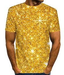 お買い得  -男性用 シャツ Tシャツ パーティーウェアTシャツ グラフィック 3D ラウンドネック シルバー カスタムプリント ブルー ゴールド ブラウン 3Dプリント カジュアル 日常 半袖 プリント 衣類 ストリートファッション 誇張された