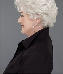 abordables -pelucas grises para mujer peluca sintética ondulado corte de pelo en capas mate peluca de despedida profunda pelo sintético corto blanco cremoso pelucas blancas clásicas simples para mujer