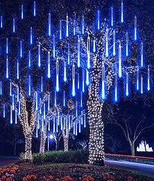 economico -4 confezioni 30 cm x 8 12 "luci stringa 576 led luci pioggia meteorica caduta per albero di natale festa festa decorazione esterna impermeabile estensione collegabile