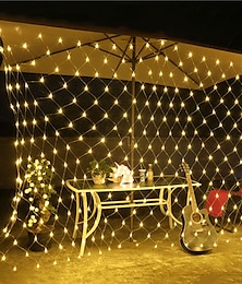 זול -רשת led אורות מחרוזת וילון אורות 6mx4m 672leds 3mx2m 200leds 1.5mx1.5m 96leds לבן חם לבן כחול רב צבע לעיצוב מסיבה לחדר ניתן לקישור 220v
