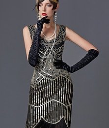 cheap -Tassel Roaring 20s 1920s The Great Gatsby Cocktail Dress Flapper Dress Dress Halloween Costumes Prom Dresses Christmas Party Dress Knee Length Charleston Women's Patchwork Wedding Party Wedding Guest